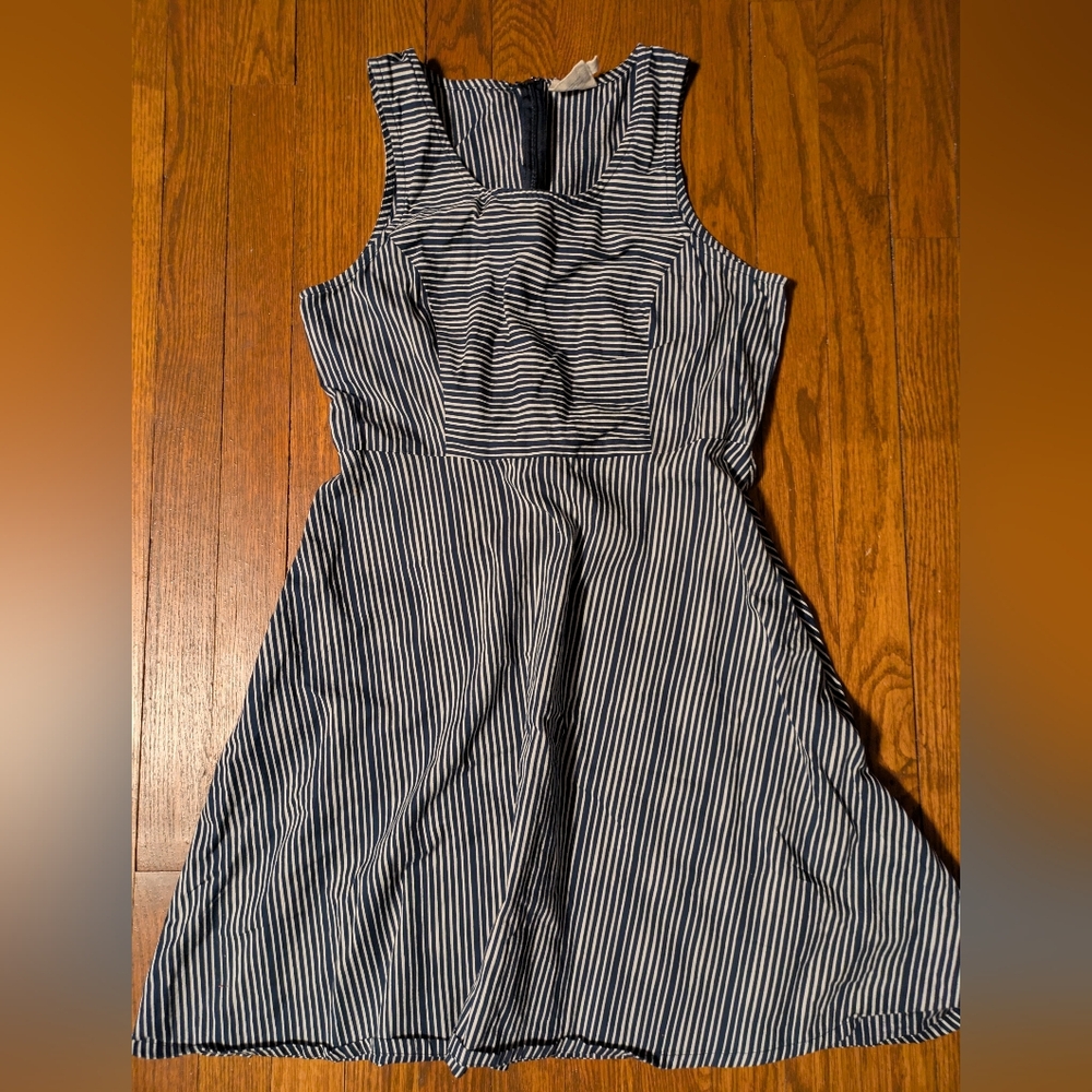 Mata Traders Navy and White Striped Dress